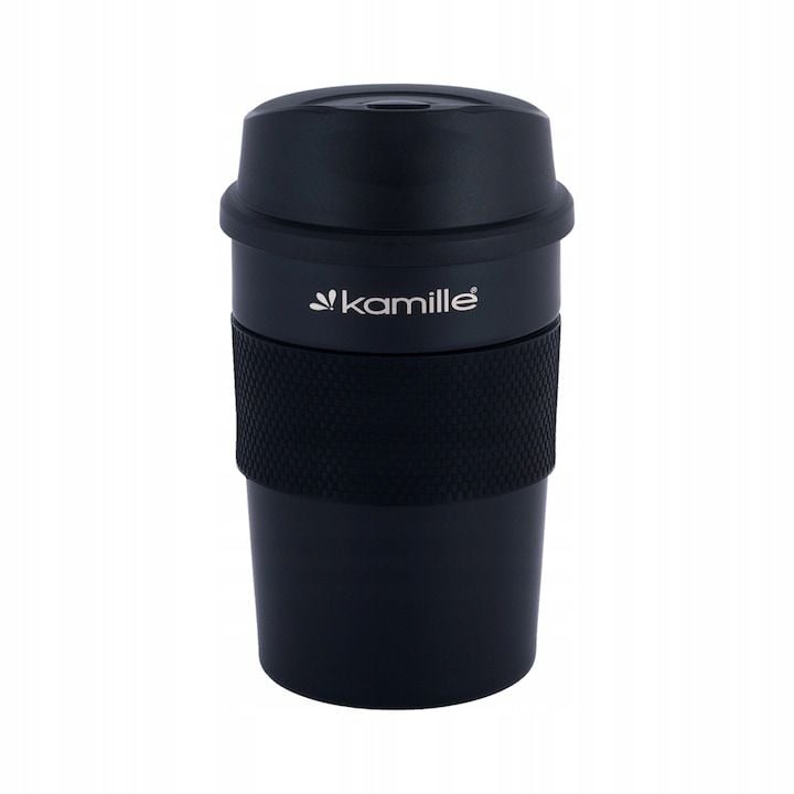 Cana Engros termos, Kamille, din inox, antiderapanta, 480 ml, negru