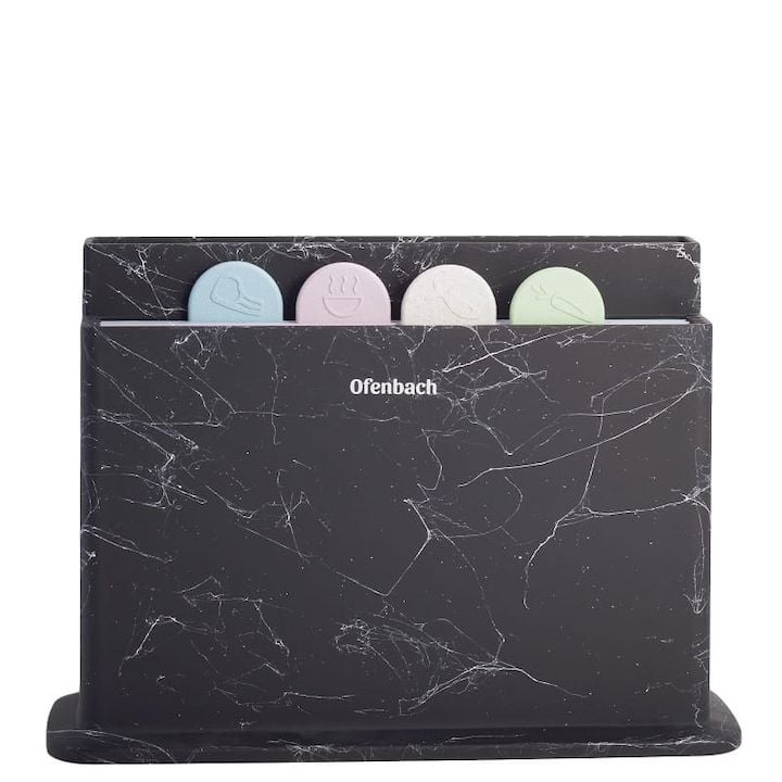 Set Engros 4 Tocatoare colorate Kamille cu suport pentru cutite – pentru carne, legume, peste si paine