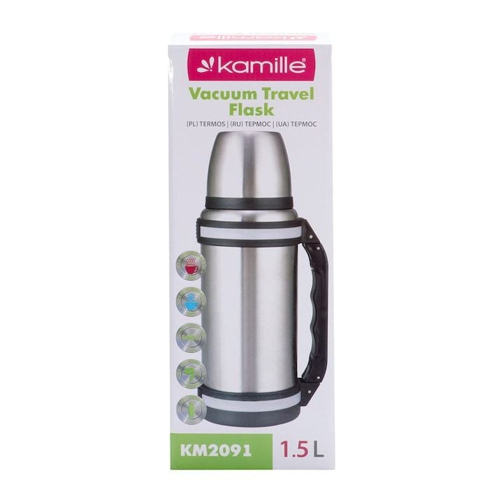 Termos Engros Kamille 1, 5L – bidon metalic termoizolant cu vid