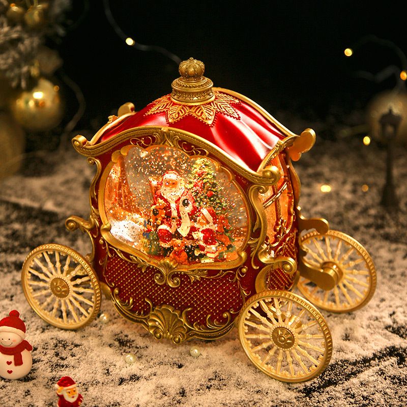 Felinar Muzical LED 26x22x16cm, Model Trăsură Regală de Crăciun, cu Apă și Sclipici Engros