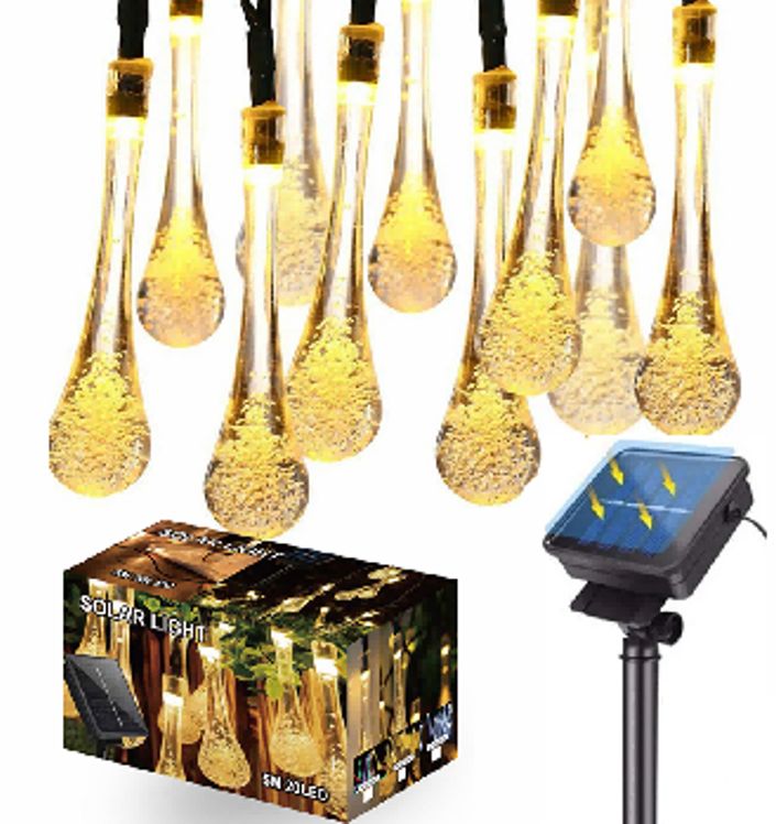 Becuri solare in forma de picatura 5M, lumina calda, engros