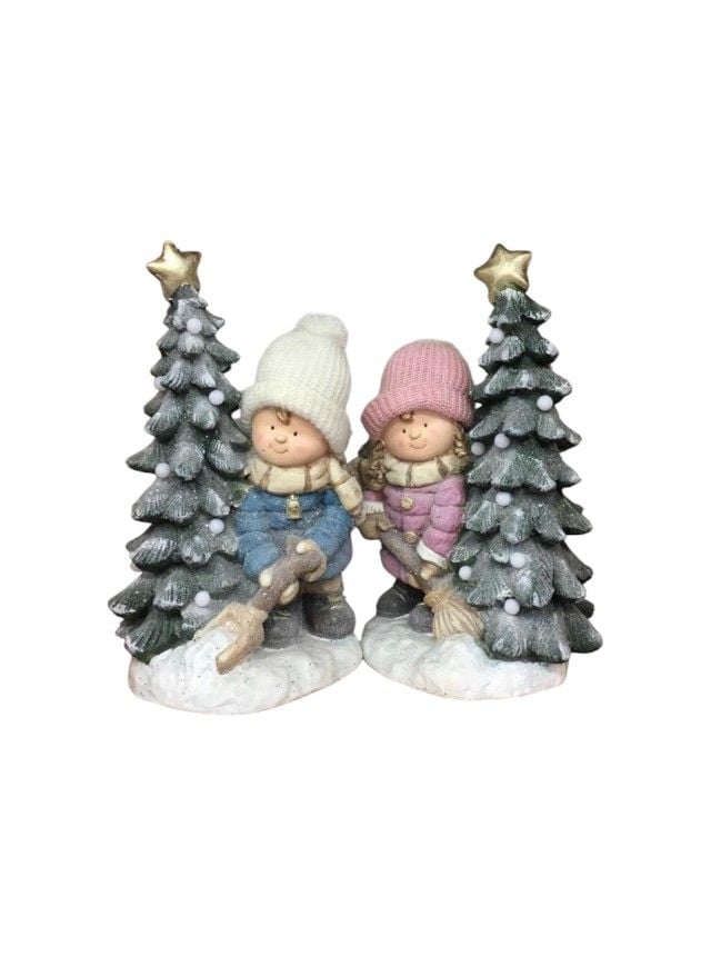 Figurine Engros de Craciun, set 2 buc, din ceramica