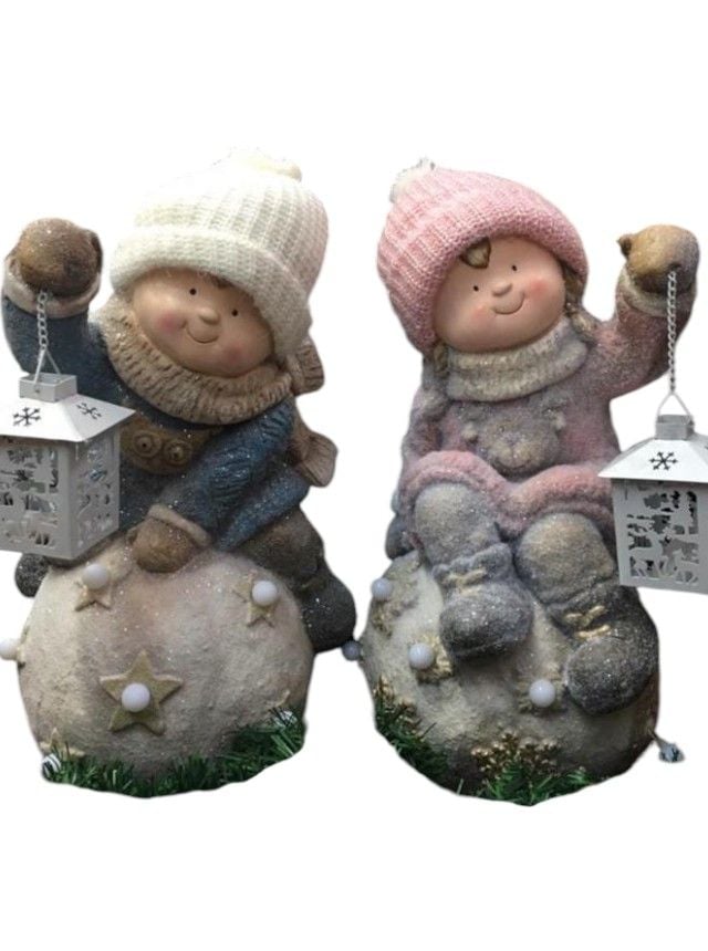 Figurine Engros de Craciun, set 2 buc, din ceramica