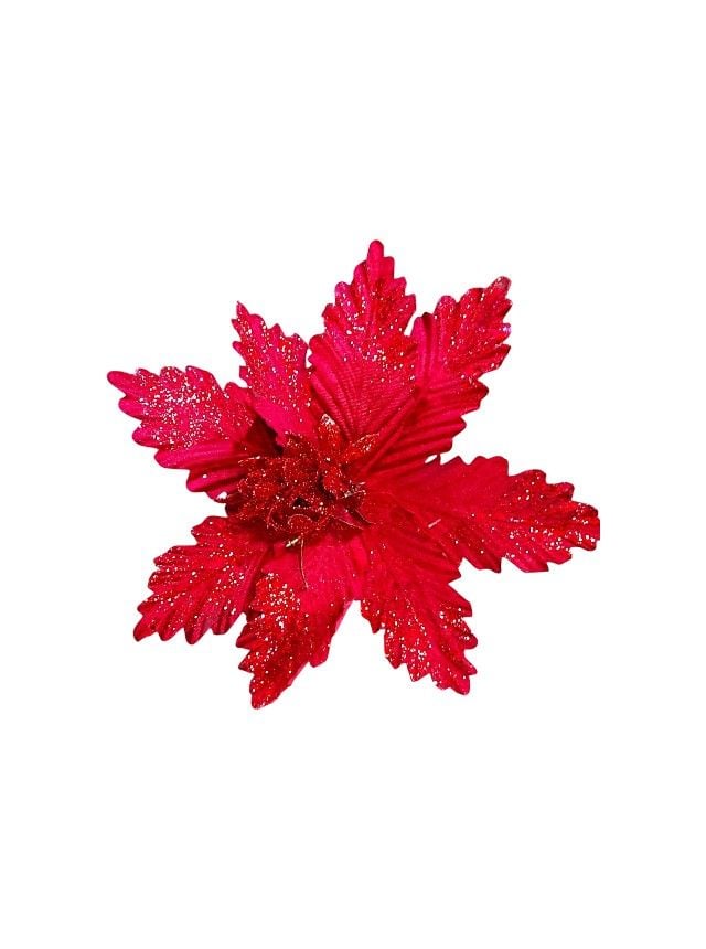 Flori artificiale Engros fir Craciunita, decor Craciun – material textil, cu sclipici