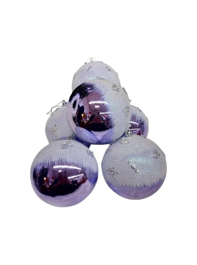 Globuri Engros pentru brad de Craciun, cu paiete, ninse, set 6 buc