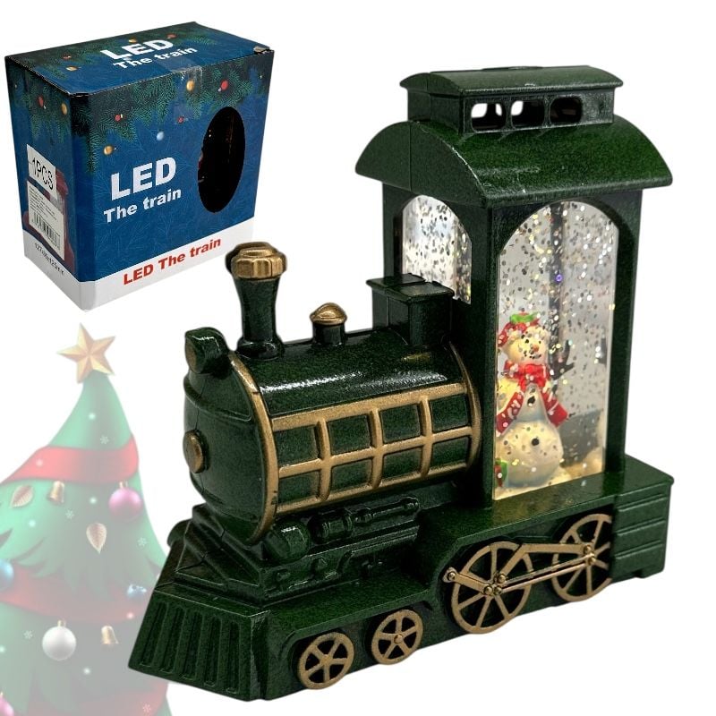 Trenuleț - Felinar cu glob de Crăciun cu zăpadă 127x65x125mm, en-gros