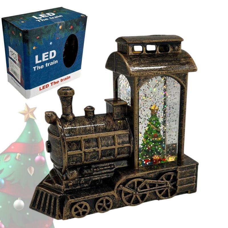 Trenuleț - Felinar cu glob de Crăciun cu zăpadă 127x65x125mm, en-gros