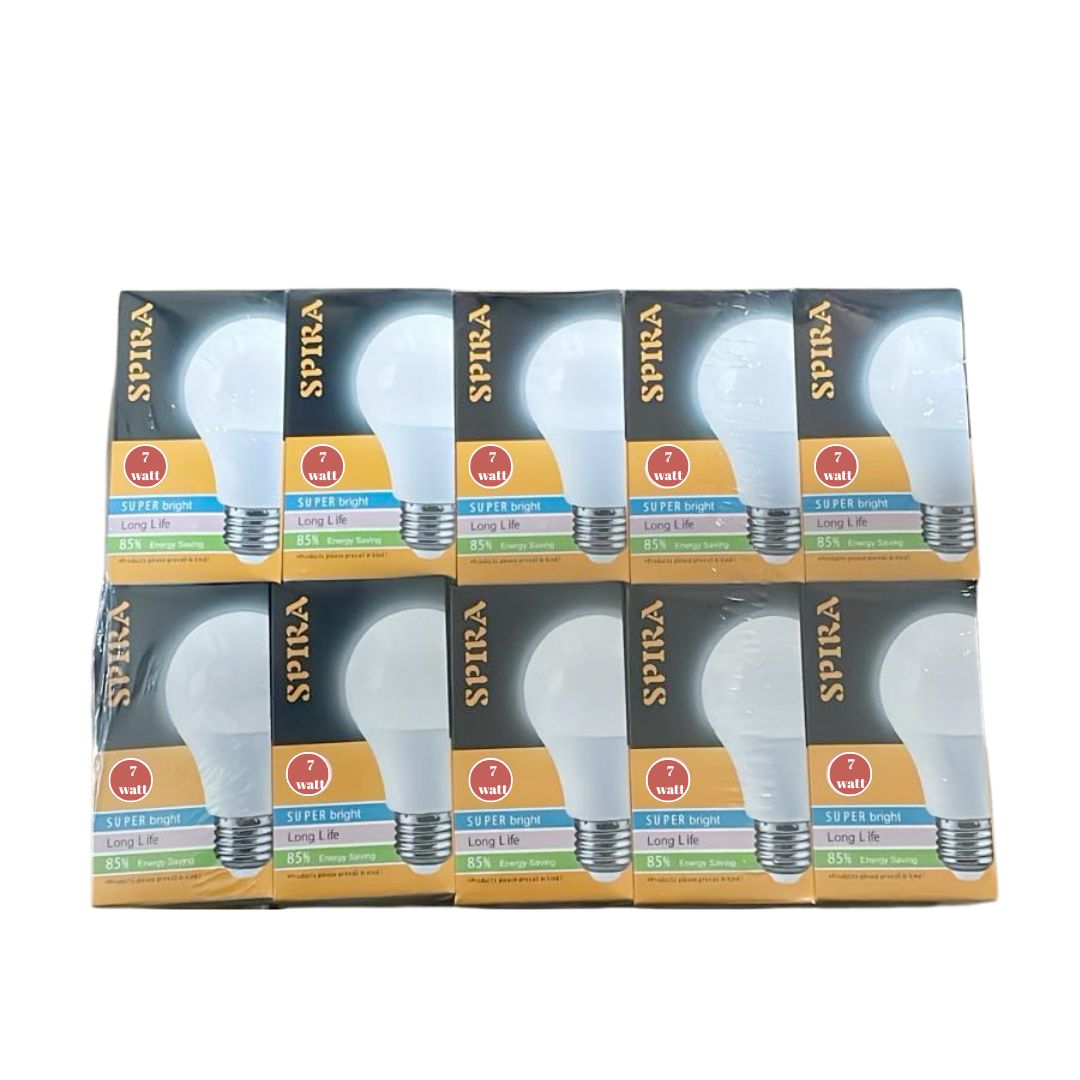 Bec LED SPIRA 7W E27, Lumina Rece 2500K, Clasa Energetica A, Set 10 Bucati, Engros