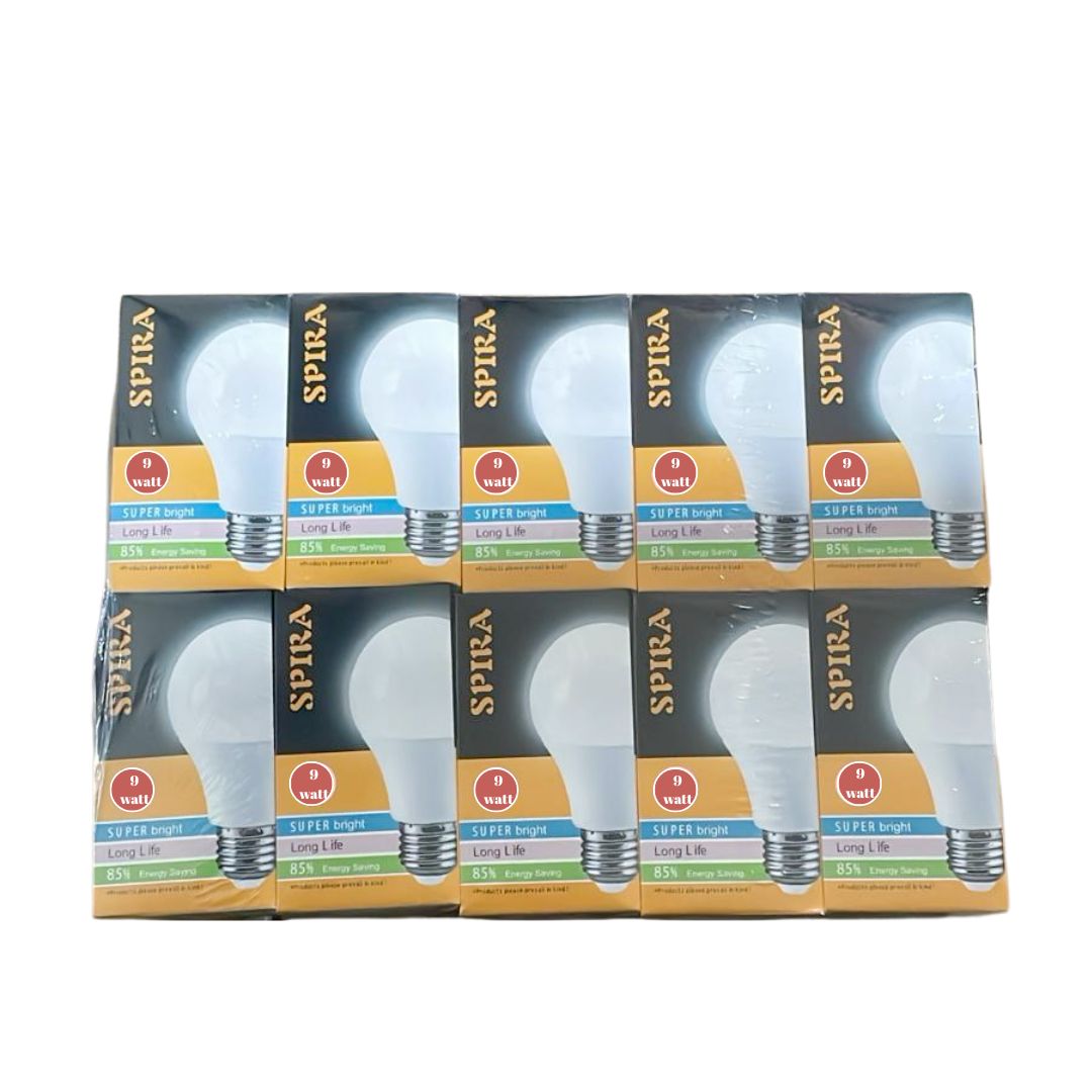 Bec LED SPIRA 9W E27, Lumina Rece 2500K, Clasa Energetica A, Set 10 Bucati, Engros