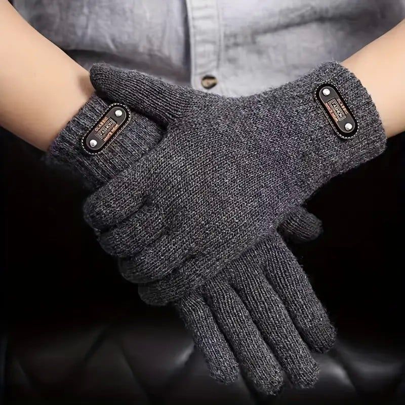 Manusi de Barbat, , Model Tricotat, Functie Touchscreen (ecran tactil), Material Acril, Manseta Elastica, Interior Catifelat, Marime Universala, Gri