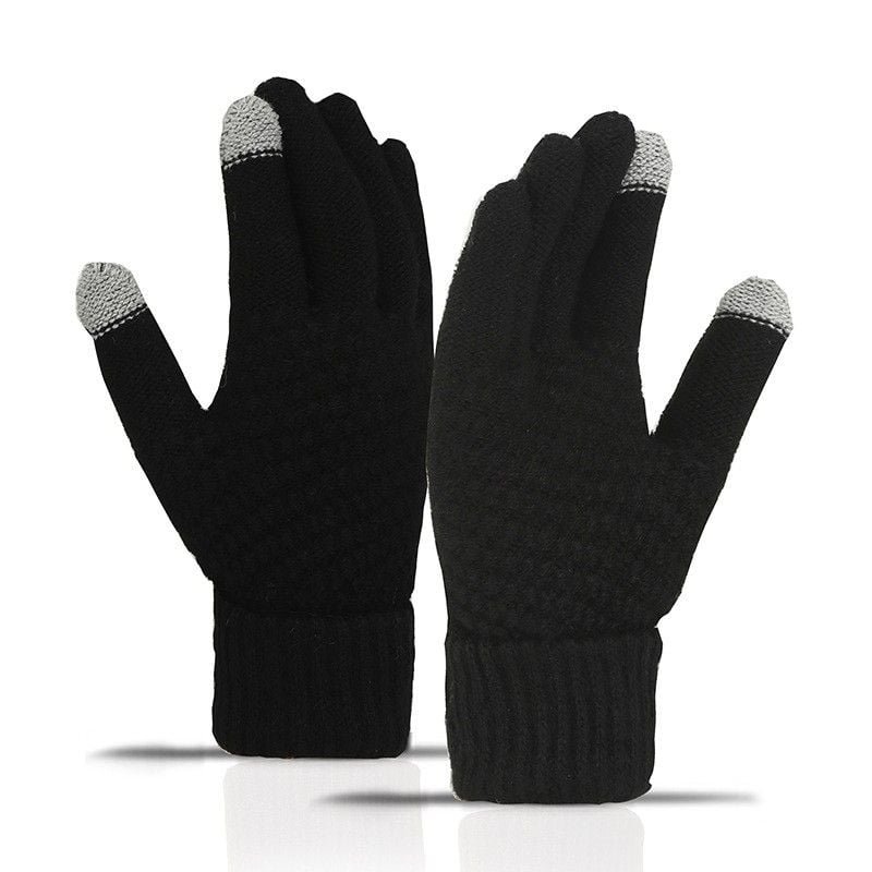Manusi de Dama, , Functie Touchscreen (ecran tactil), Material Acril Tricotat, Manseta Elastica, Interior Catifelat, Marime Universala, Negru