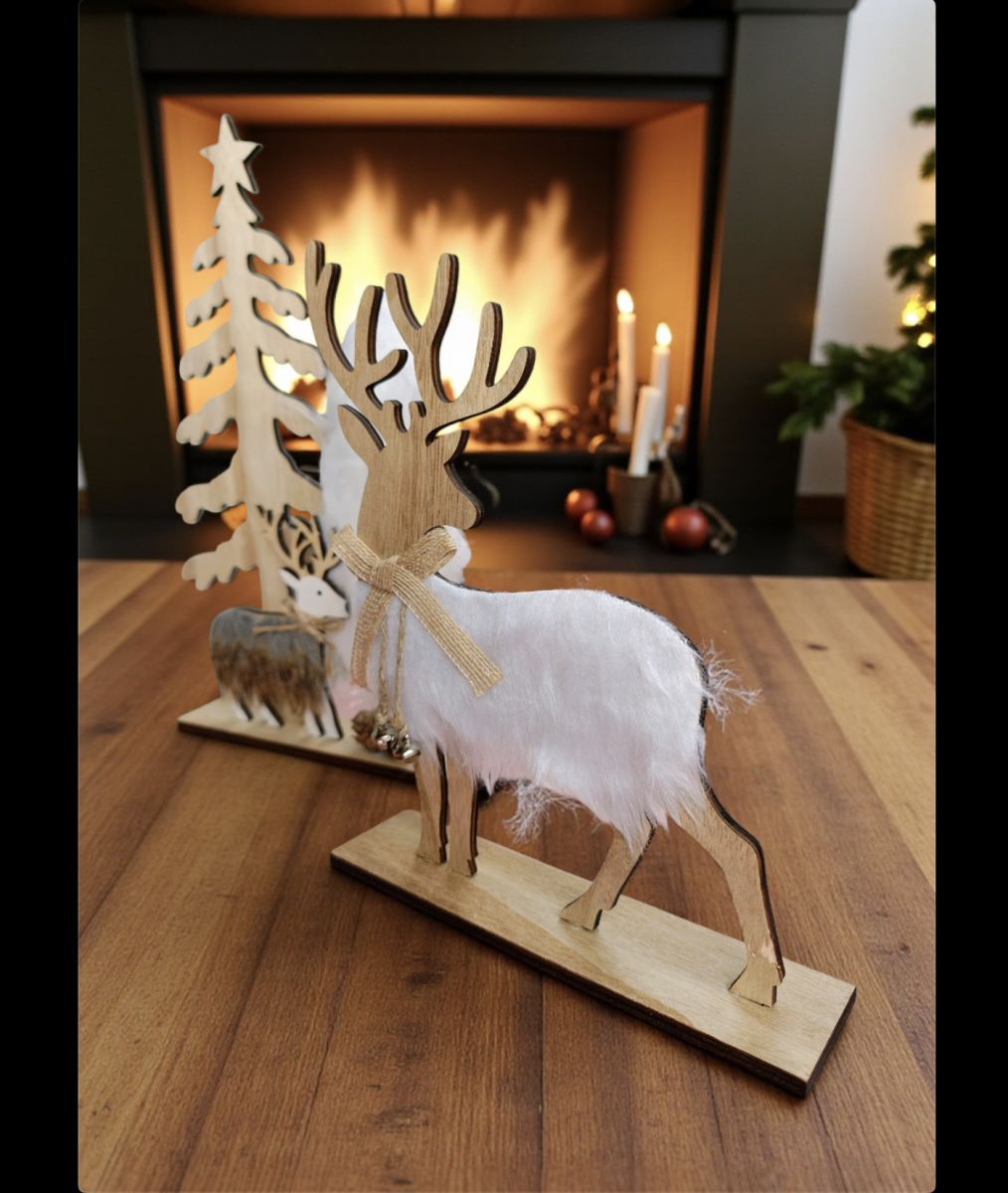 Reni decorativi din lemn și fetru – 36 cm - decorațiune de Crăciun,diferite modele ,En-gros