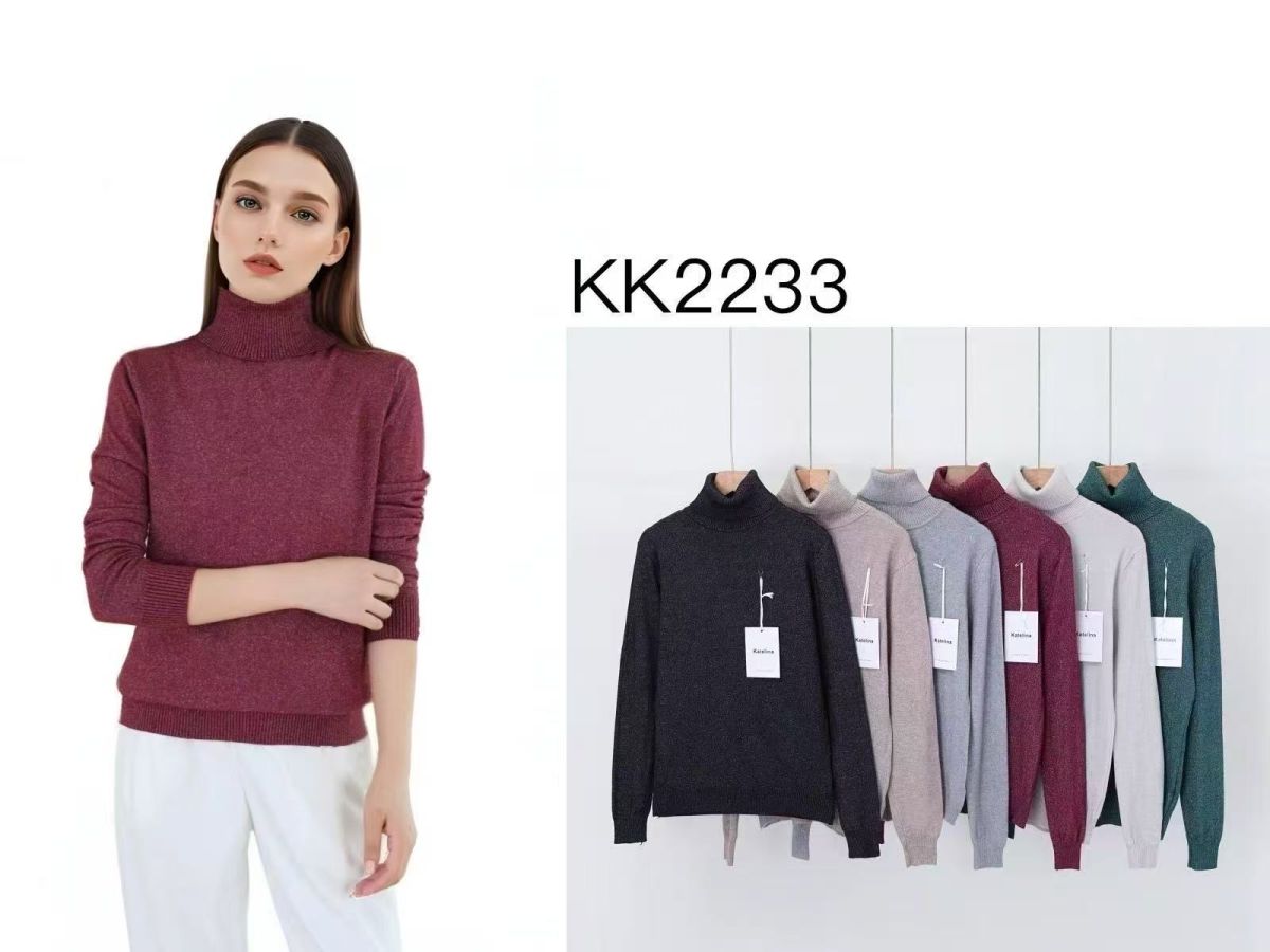 Pulover cu fir lurex si dublu gat, en-gross