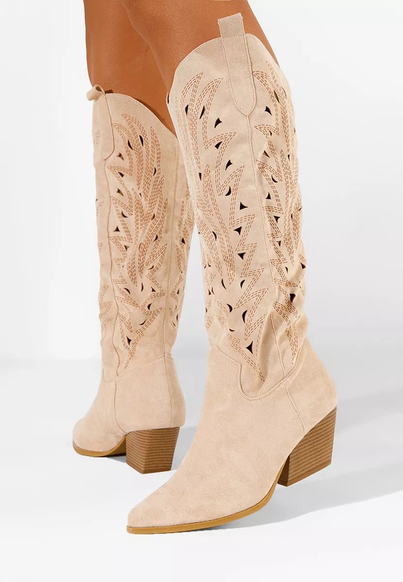 Cizme dama tip cowboy, din material sintetic