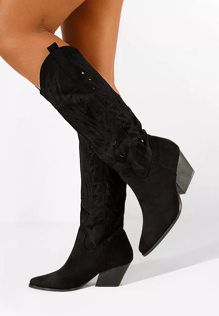 Cizme dama tip cowboy, din material sintetic