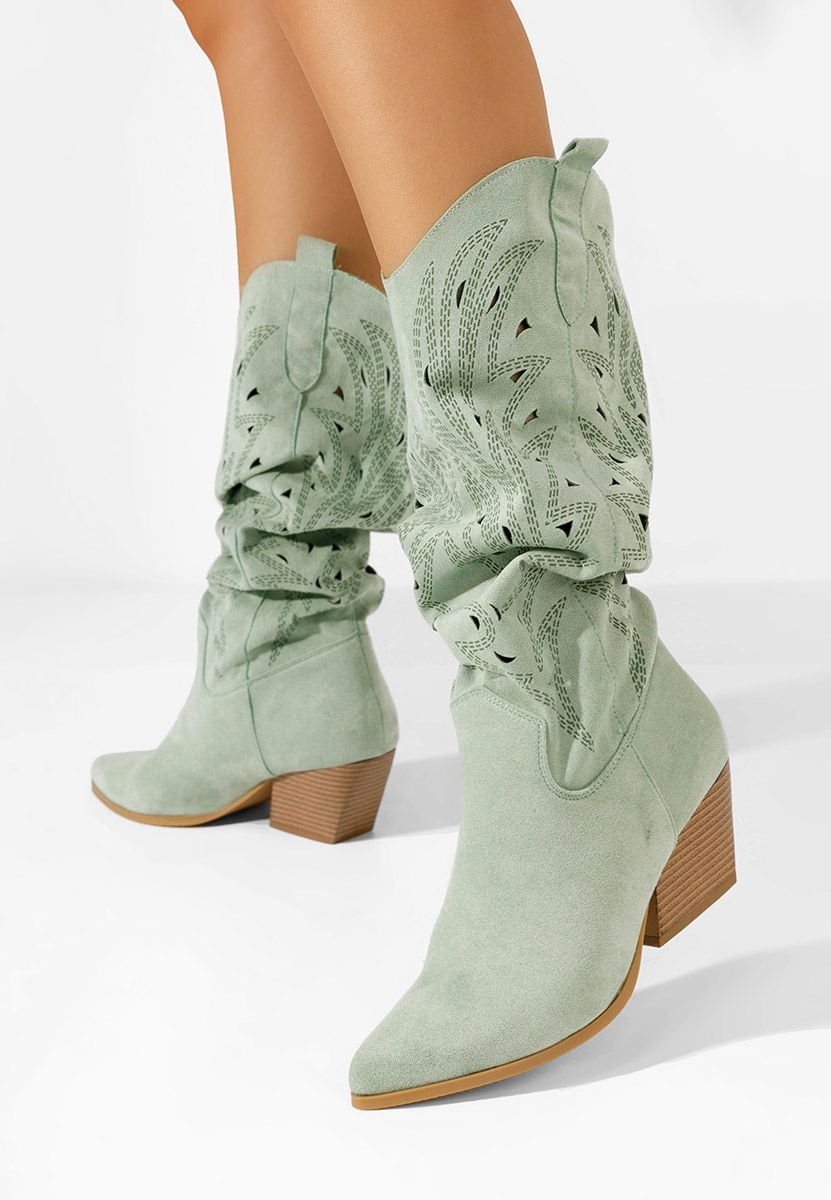 Cizme dama tip cowboy, din material sintetic
