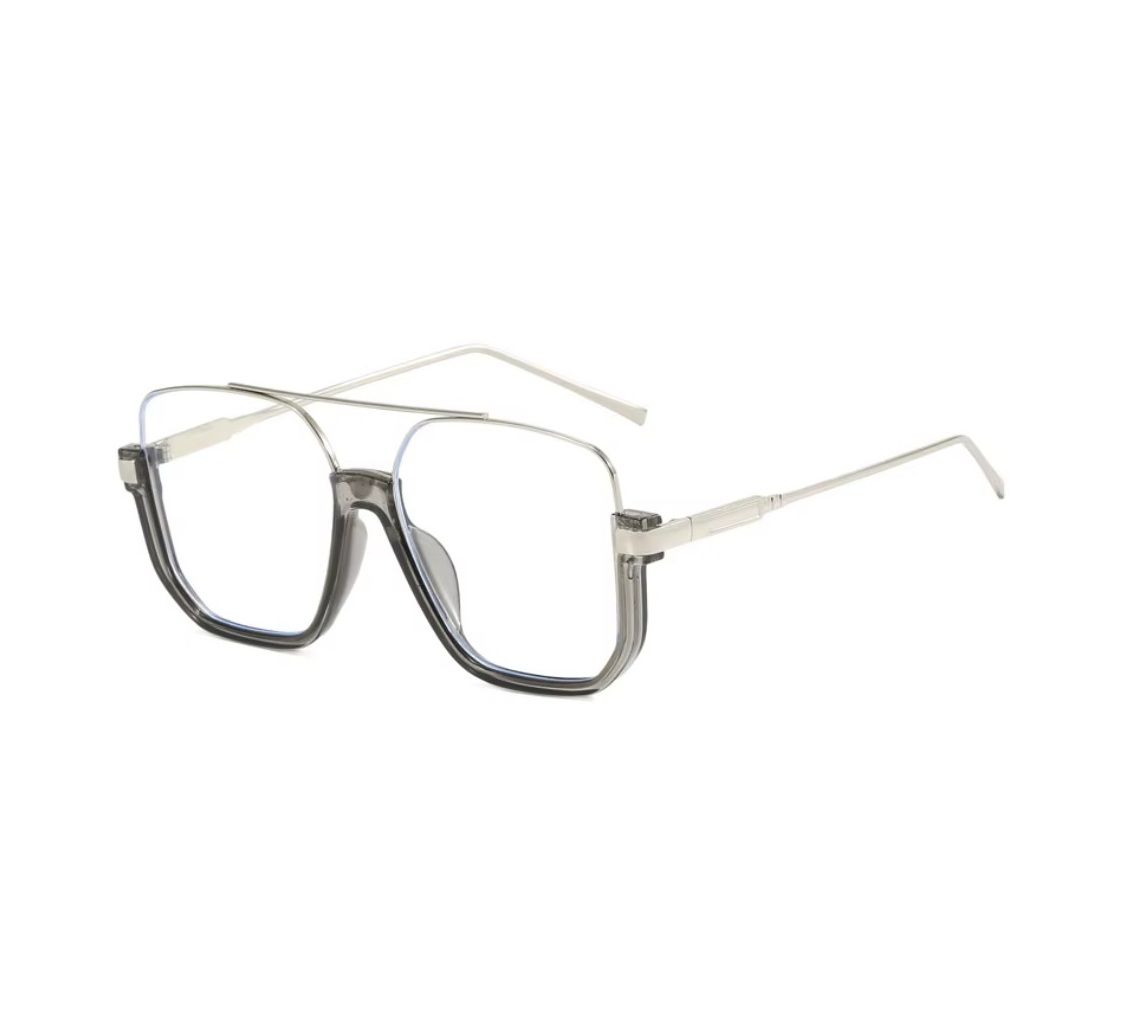 Ochelari de Soare Stil Urban, Rama Partiala, Brațe Metalice Fine, UV400, Transparent Engros