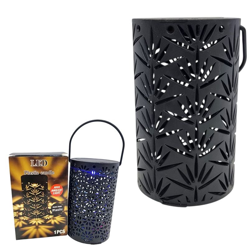 Decoratiune luminoasa pe baterii lampion negru, engros 7.5 x 12.5 cm