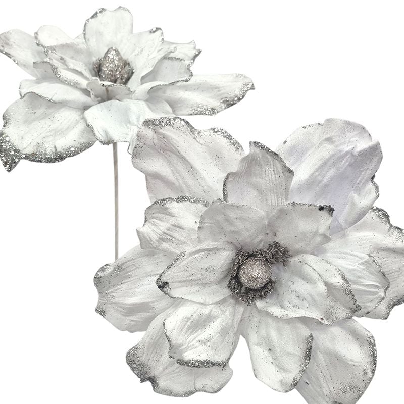 Craciunita 16 petale Eleganta de lux, Catifea cu insertii de sclipici pe margini, 28 cm diametru 50 cm lungime