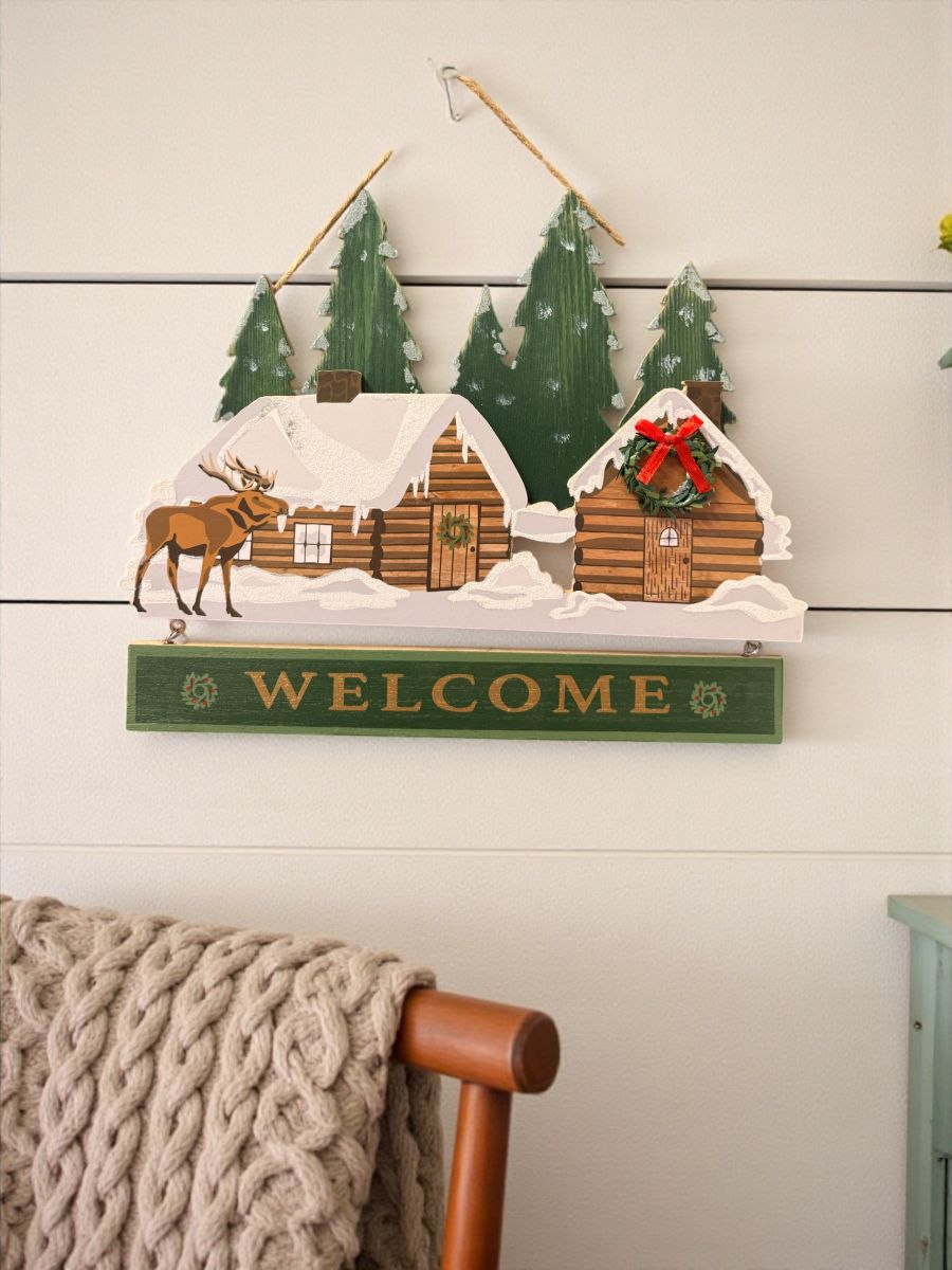 Decor de Crăciun din lemn – “Welcome” (30x36 cm),En-gros