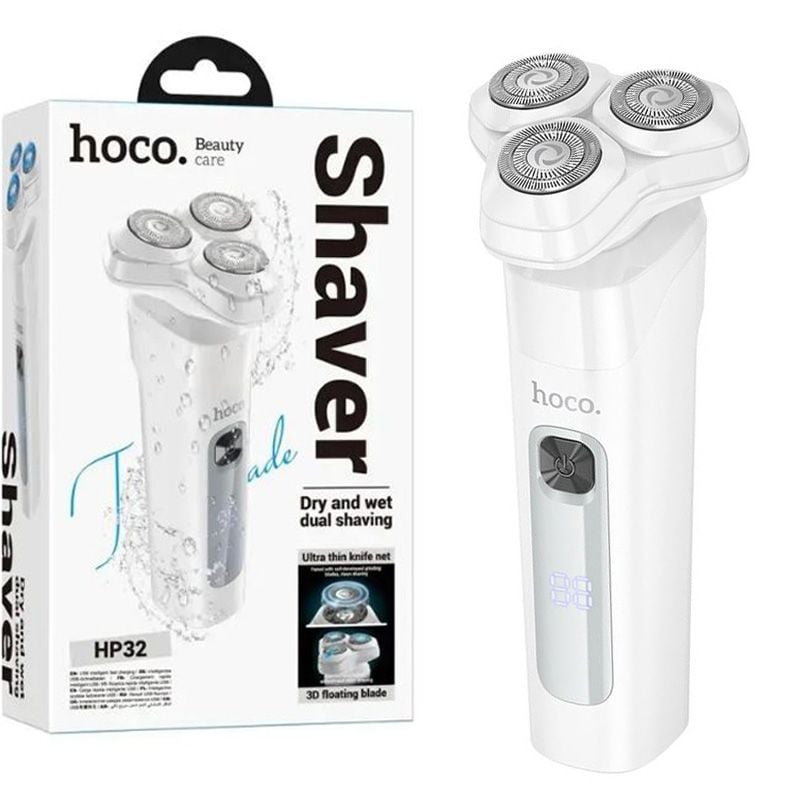 Aparat de Barbierit, Hoco HP32 Shaver, Electric, Capacitate 600mAh, Afisaj digital LED, Alb Engros