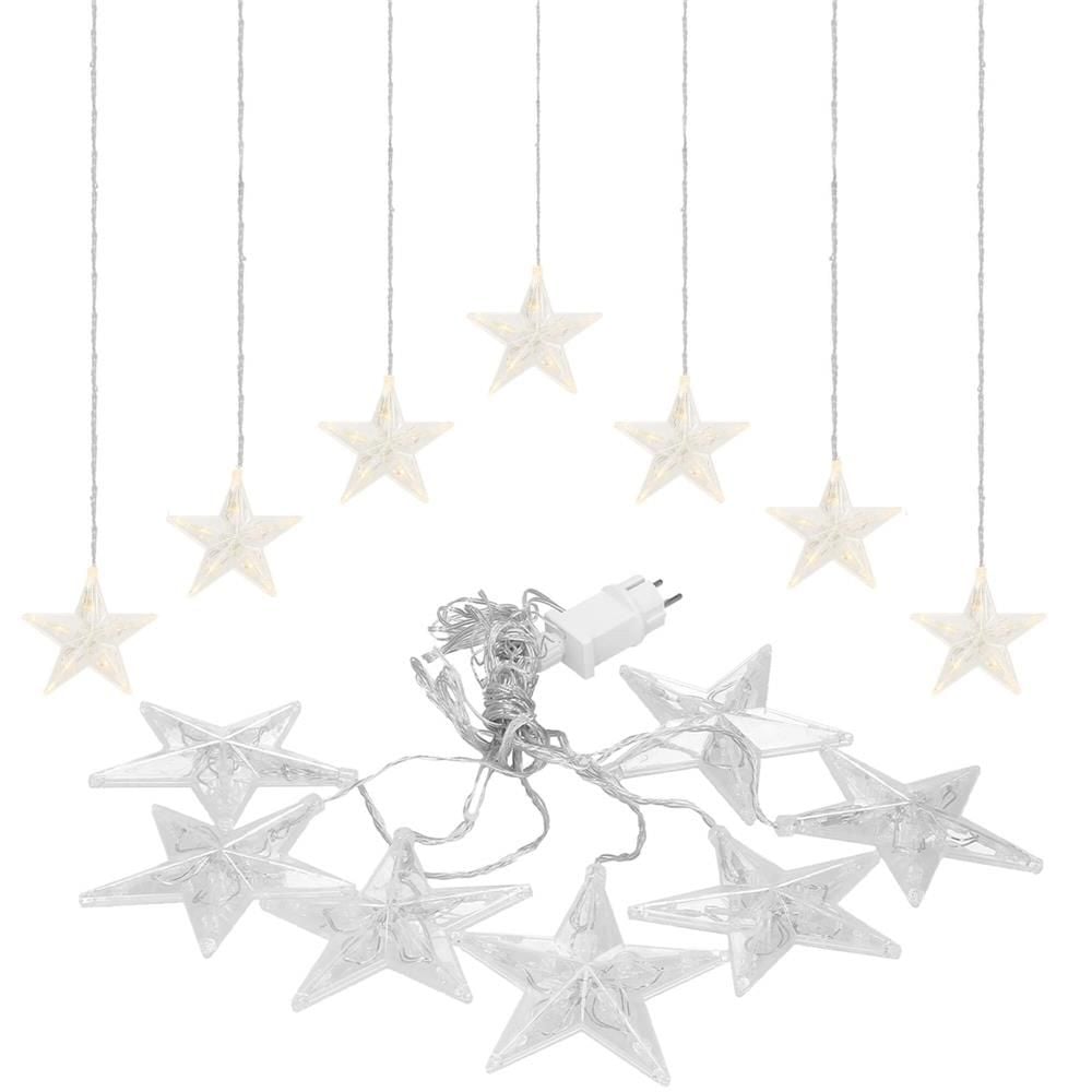 (DL) Ghirlanda luminoasa tip perdea cu stelute 72 LED-uri, 2m, pentru interior/exterior, iluminare alb Engros