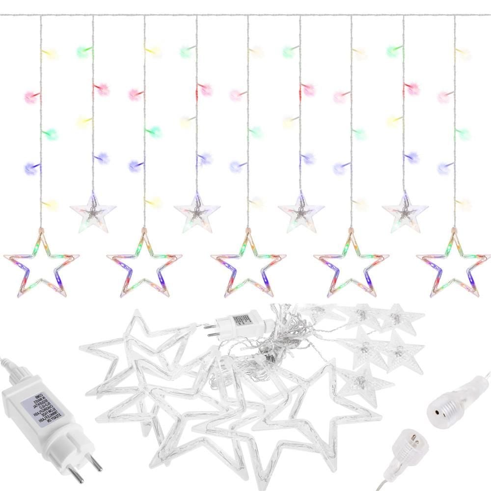Ghirlanda luminoasa tip perdea cu stelute 138 LED-uri, 2m, pentru interior/exterior, iluminare multicolor Engros