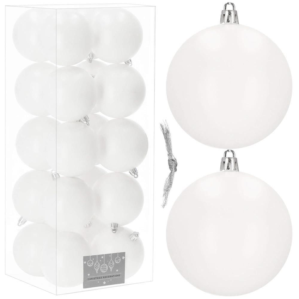 Set globuri de Craciun, 20 bucati, 8cm, alb mat Engros