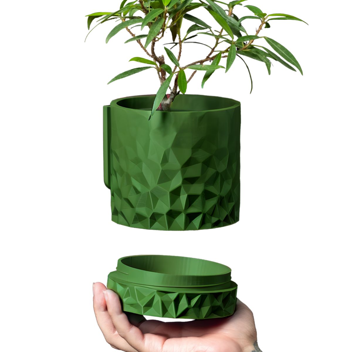 Ghiveci suspendat 3d Diamond Wall Premium, Forma Rotunda cu sistem de montare pe perete, 12.5 x 14 cm, Culoare Verde Engros