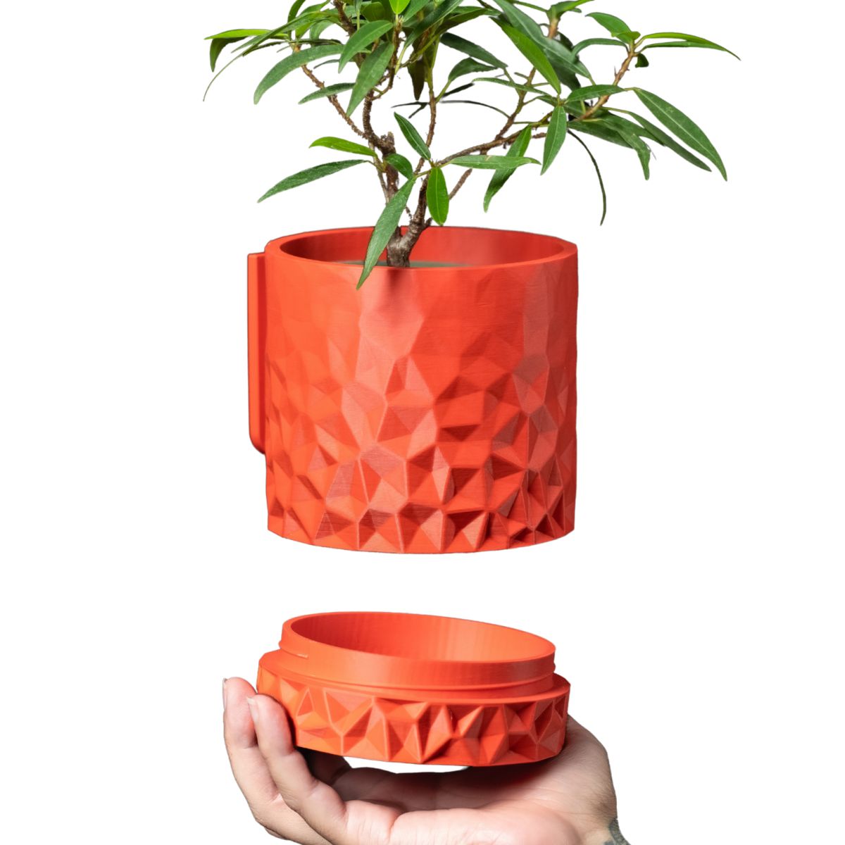 Ghiveci suspendat 3d Diamond Wall Premium, Forma Rotunda cu sistem de montare pe perete, 15 x 17 cm, Culoare Rosu Engros