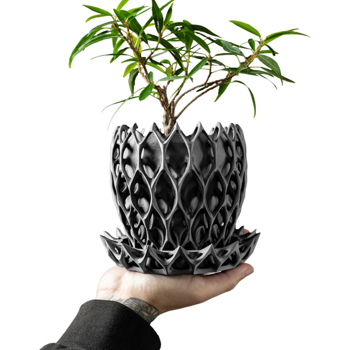 Ghiveci de flori 3d Lavarra ridicat 13.5 x 11.5 cm, Culoare Antracit Engros