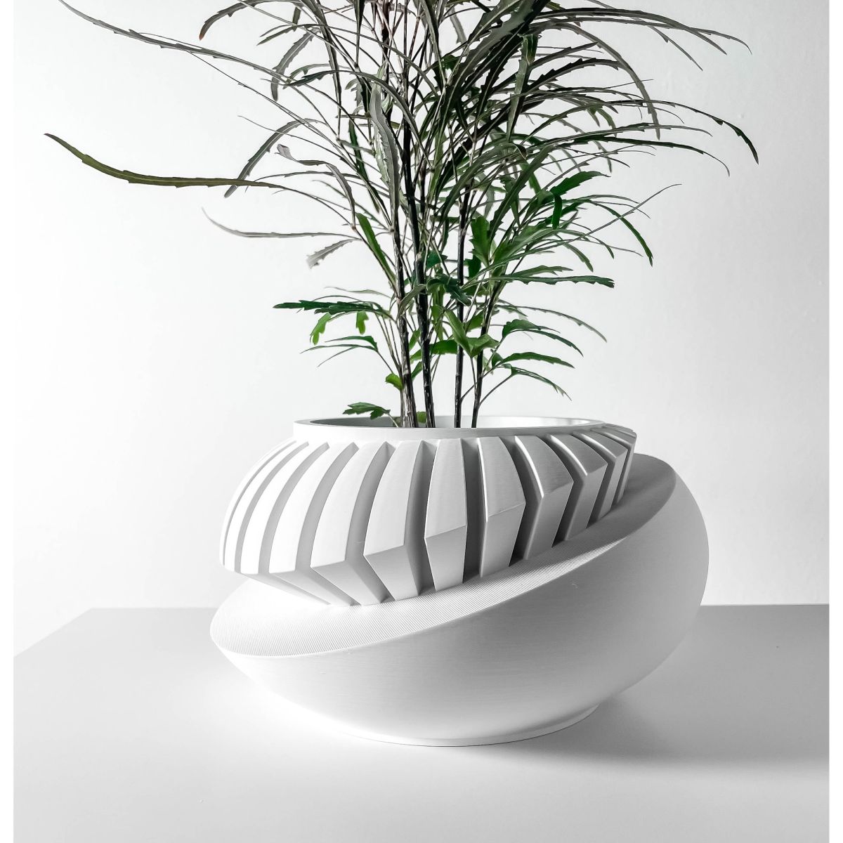 Ghiveci de flori 3d Planet rotund 17 x 11 cm, Culoare Alb Engros