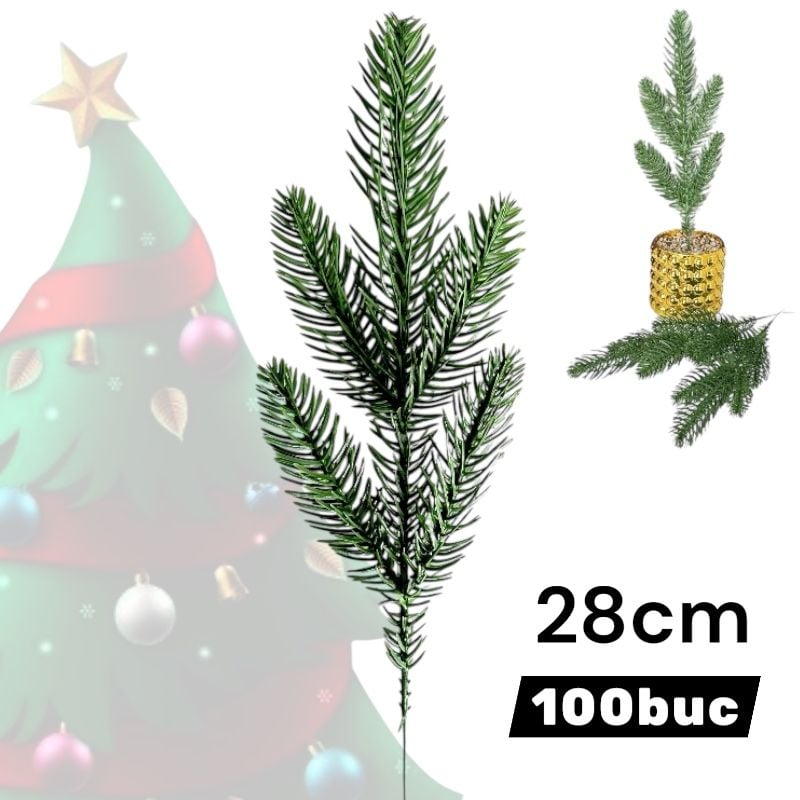 Crenguta de Brad 28cm pentru aranjamente Craciun, set 100buc,engros