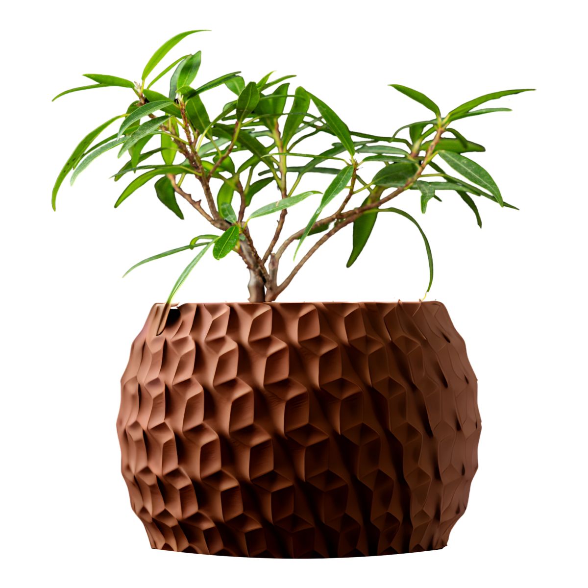 Ghiveci de flori 3d Antic Premium rotund 22 x 15.5 cm, Culoare Maro Engros