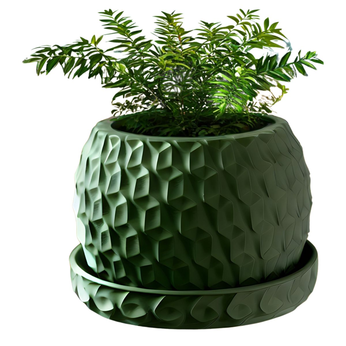 Ghiveci de flori 3d Antic Premium rotund 15 x 10.5 cm, Culoare Verde Engros