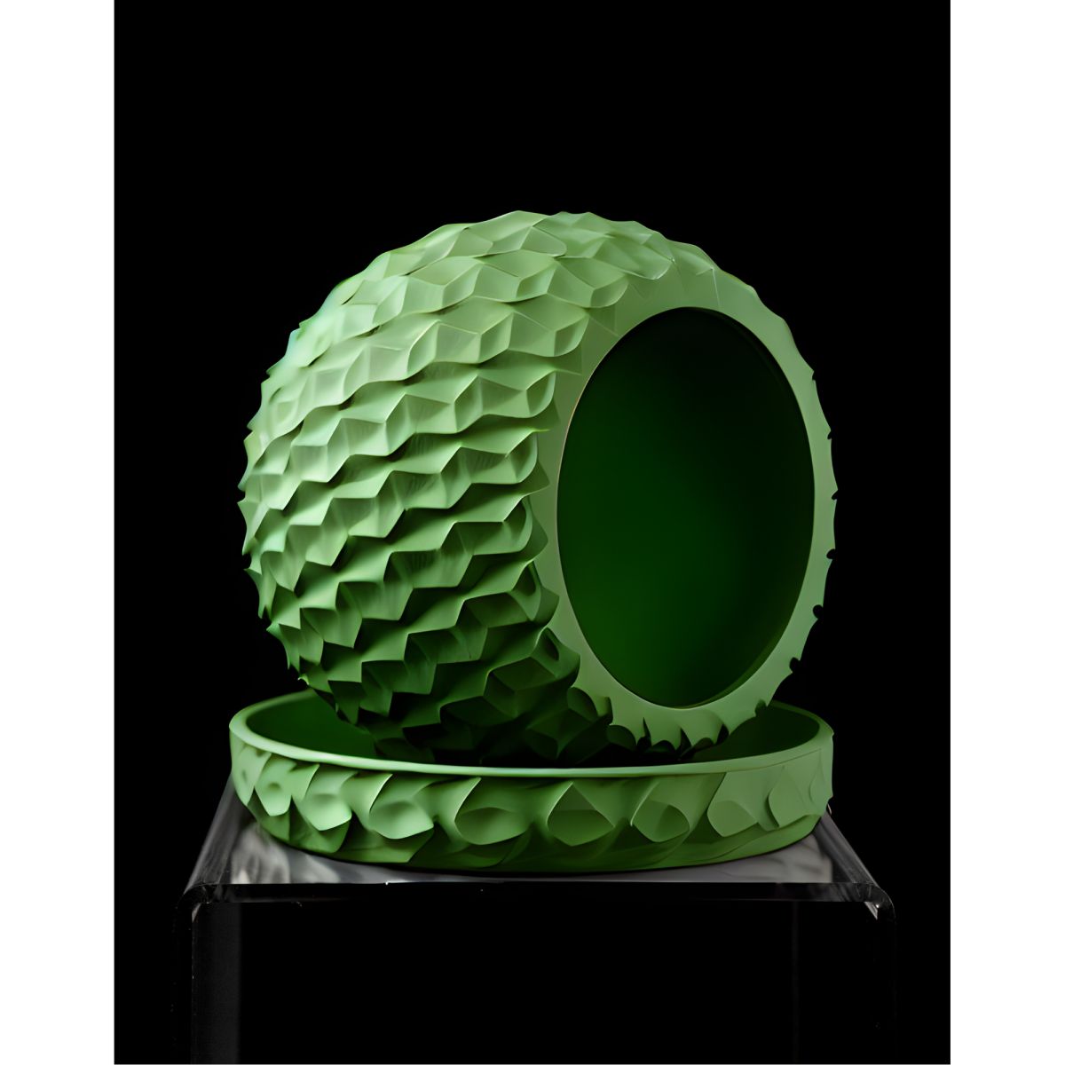 Ghiveci de flori 3d Antic Premium rotund 20.5 x 14.5 cm, Culoare Verde Engros