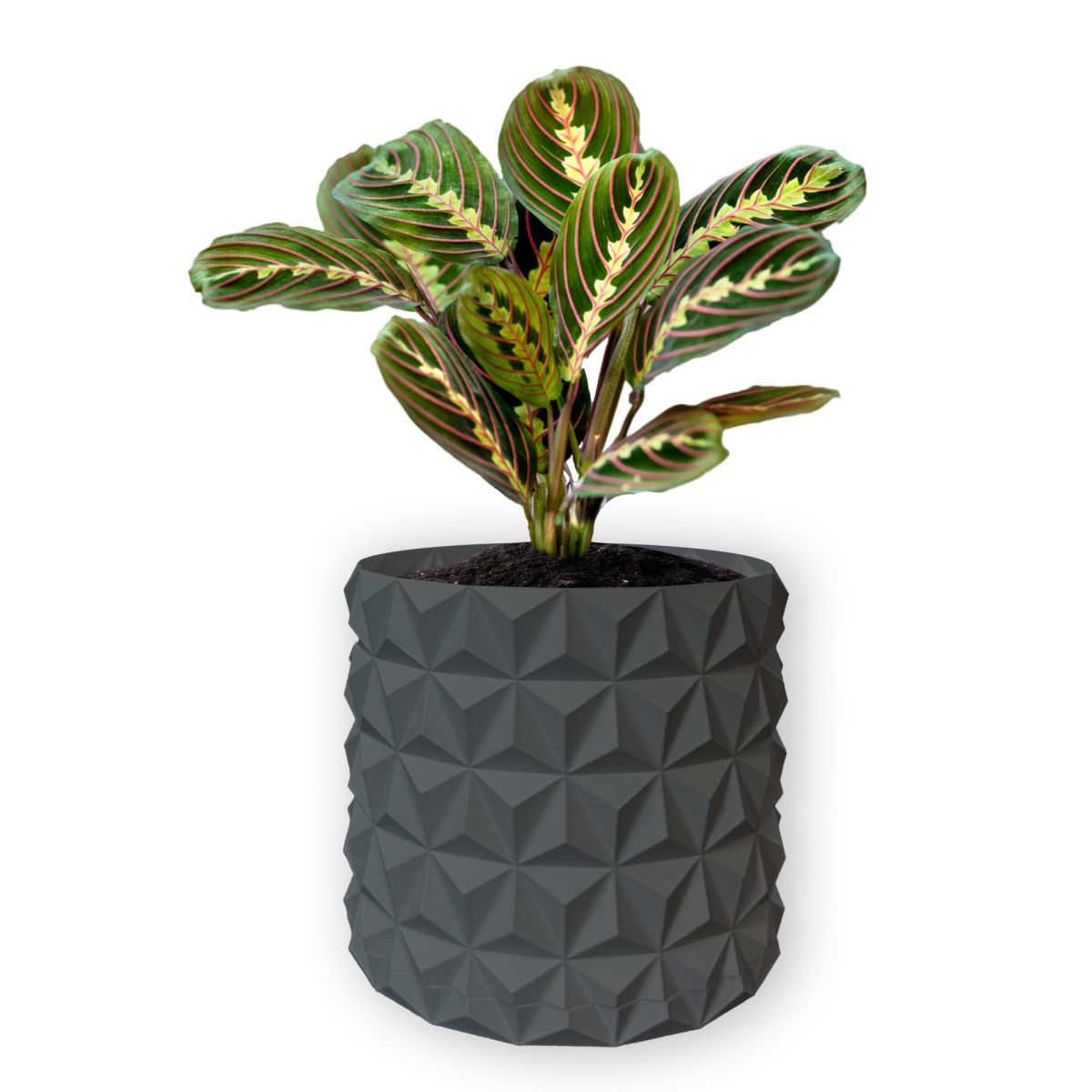 Ghiveci de flori 3d, Krystar , rotund 15.5 x 14.5 cm, Culoare Gri Engros