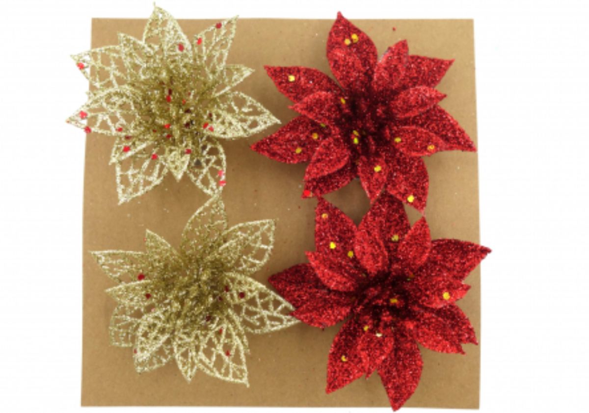 Set 12 flori decorațiuni en gross de Craciun