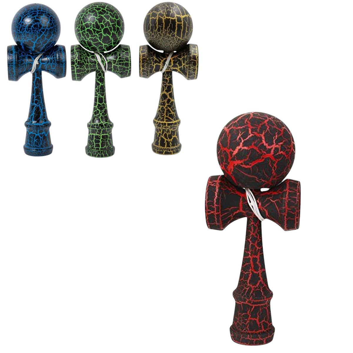 Kendama 18cm din Lemn, Model Crăpătură, Diferite Culori Engros