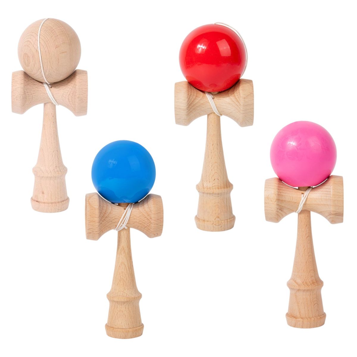 Kendama 18cm din Lemn, cu Bilă Colorată Lucioasă, Diferite Culori Engros