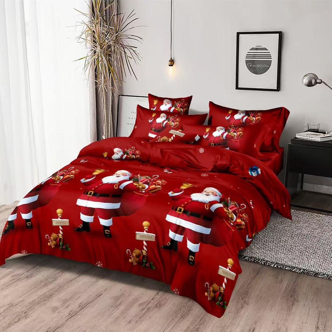 BAX Lenjerii Craciun En-Gros, SERIE 10 MODELE DIFERITE, din Bumbac Premium tip Finet, 6 Piese, 220x230cm, cu 4 Fete de Perna