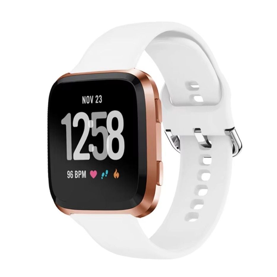 Curea Smartwatch 22 mm, Sistem Quick-Release, Compatibila Fitbit Versa/Versa 2/Versa Lite, Silicon flexibil, Alb - Lungime S 140-180 mm Engros