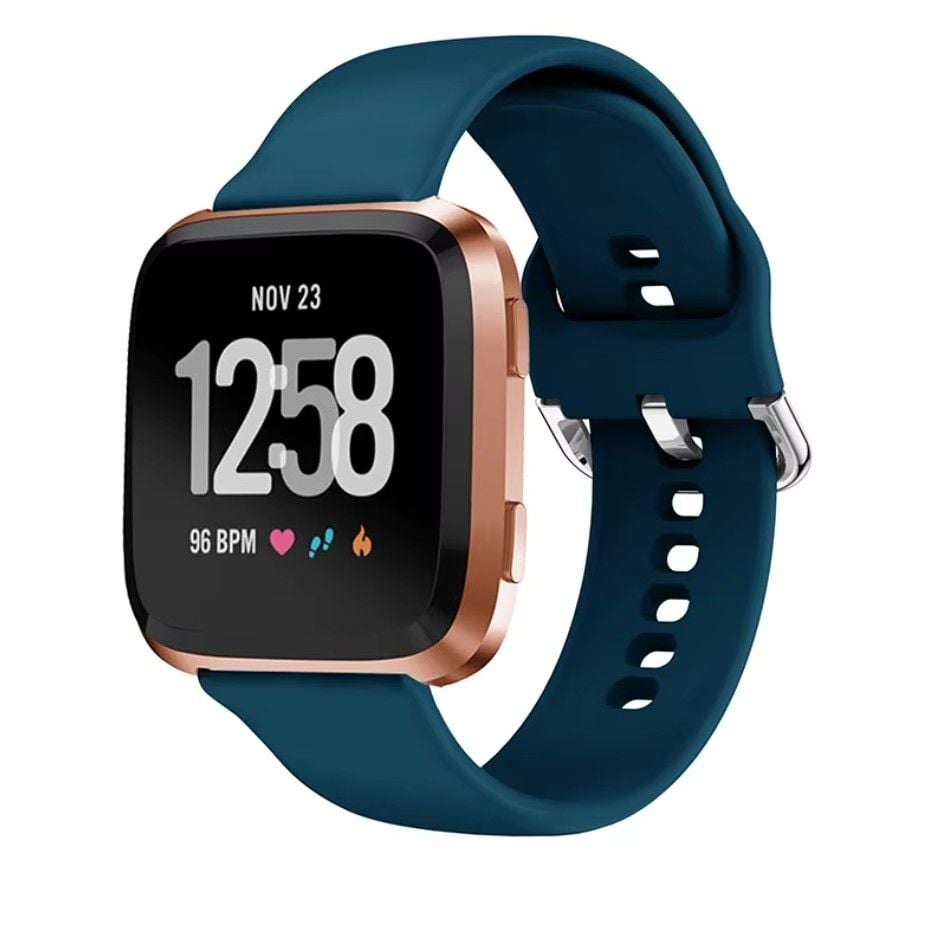 Curea Smartwatch 22 mm, Sistem Quick-Release, Compatibila Fitbit Versa/Versa 2/Versa Lite, Silicon flexibil, Albastru - Lungime S 140-180 mm Engros
