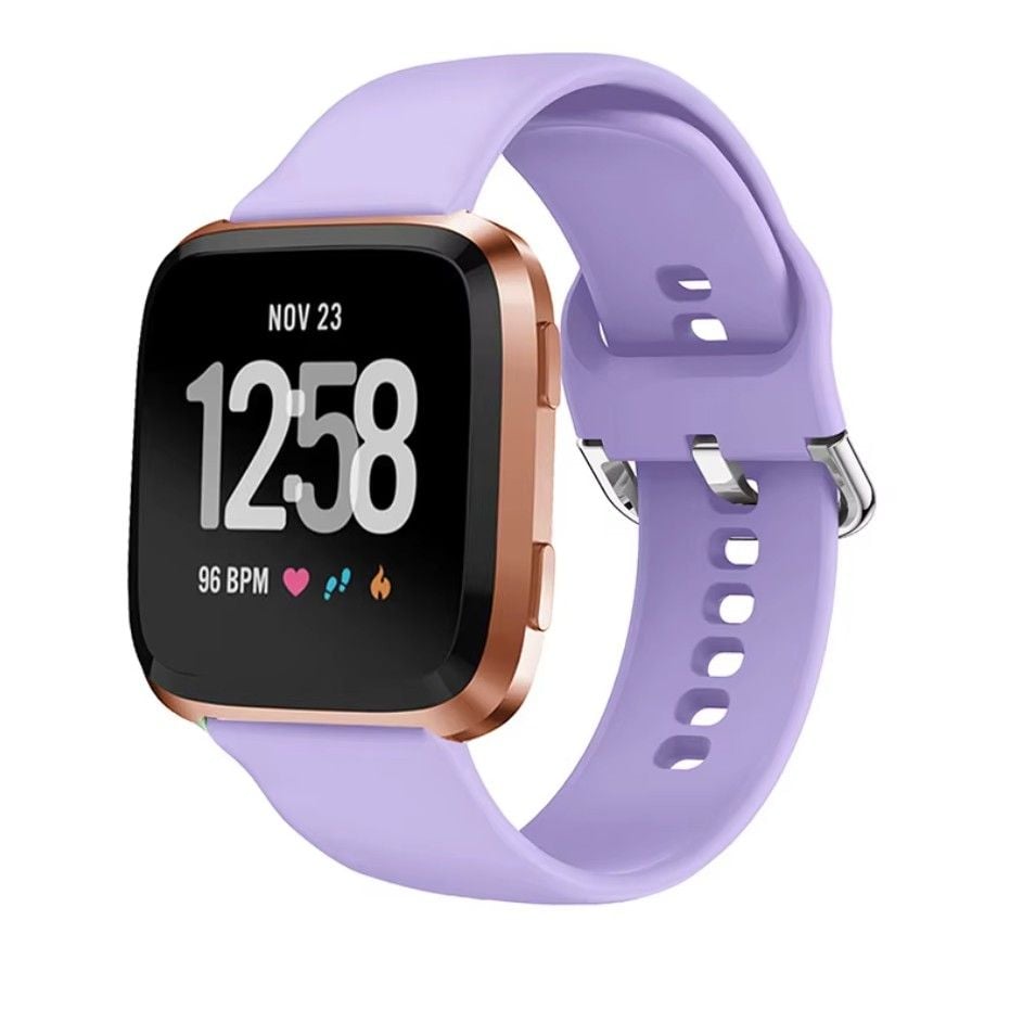 Curea Smartwatch 22 mm, Sistem Quick-Release, Compatibila Fitbit Versa/Versa 2/Versa Lite, Silicon flexibil, Mov Lila - Lungime S 140-180 mm Engros