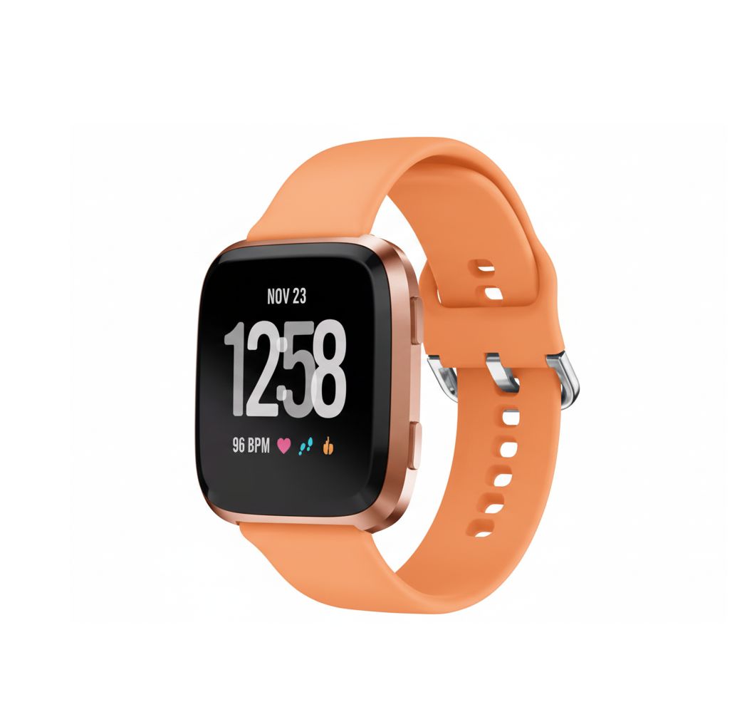Curea Smartwatch 22 mm, Sistem Quick-Release, Compatibila Fitbit Versa/Versa 2/Versa Lite, Silicon flexibil, Portocaliu - Lungime S 140-180 mm Engros