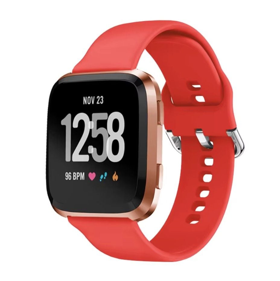 Curea Smartwatch 22 mm, Sistem Quick-Release, Compatibila Fitbit Versa/Versa 2/Versa Lite, Silicon flexibil, Rosu - Lungime L 170-210 mm Engros