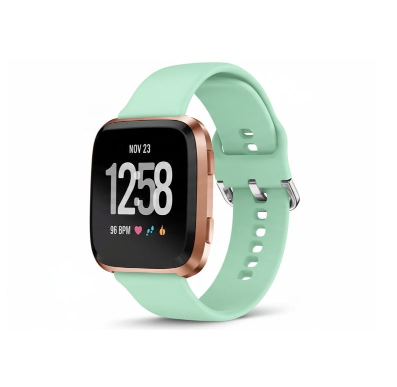 Curea Smartwatch 22 mm, Sistem Quick-Release, Compatibila Fitbit Versa/Versa 2/Versa Lite, Silicon flexibil, Verde Menta - Lungime S 140-180 mm Engros