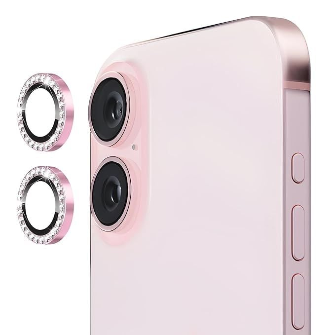 Folie camera cu Strasuri pentru iPhone 17Individuala, Sticla, Roz Engros