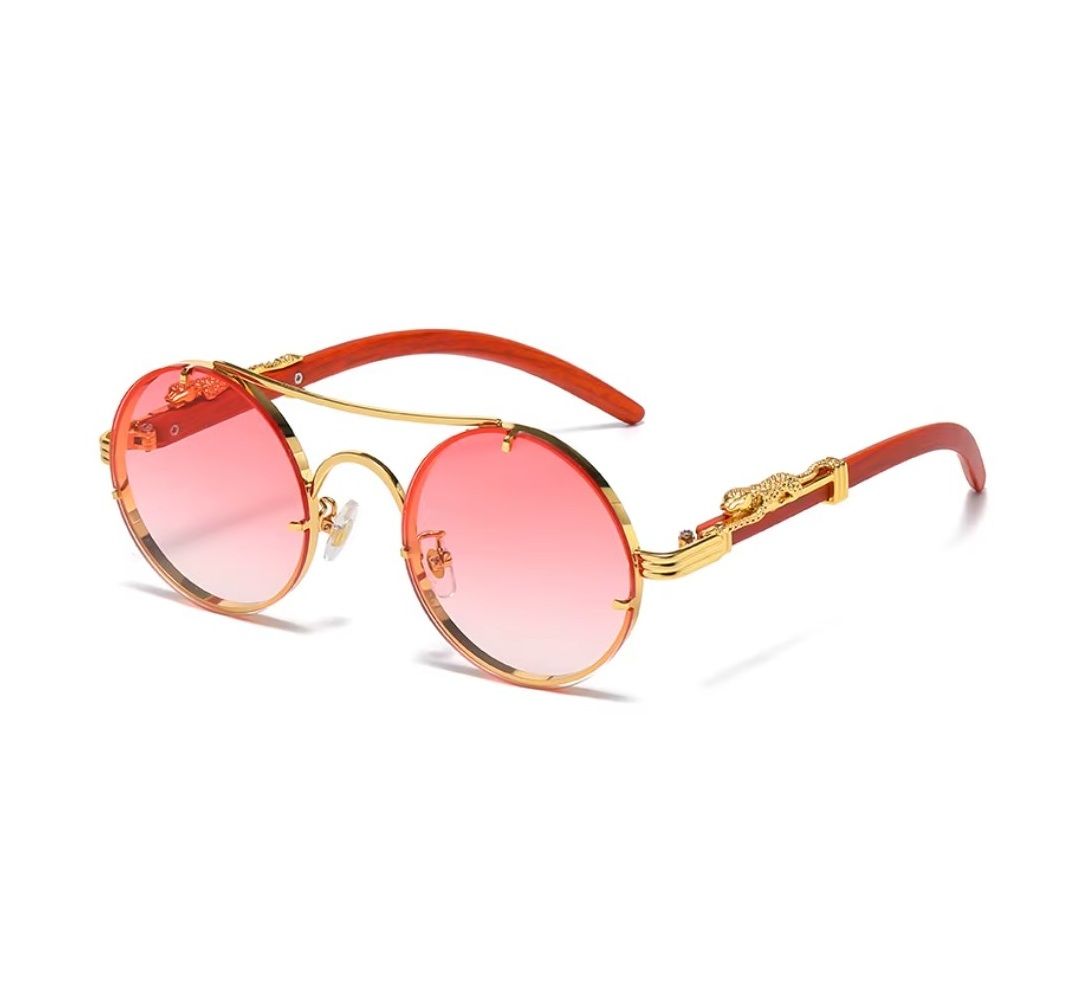 Ochelari Soare Retro-Lux, Design Artistic, Detalii Aurii, Protectie UV400, Roz Auriu Engros