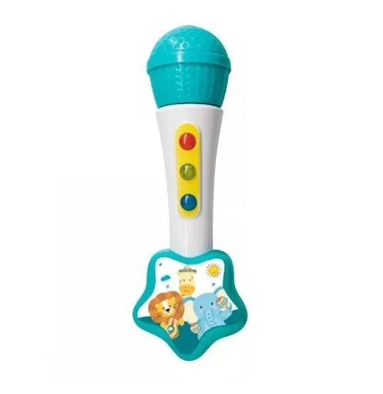 Microfon Distractiv Animal Star cu Melodii și Lumini, pentru Copii 1.5 ani+, Alb-Albastru, 22x7x5,5 cm En-Gros